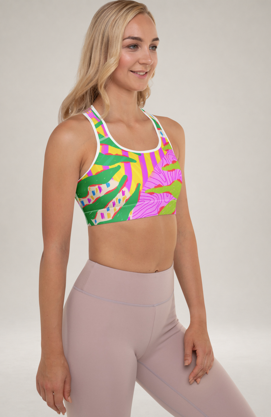 Abstract Floral Botanic Padded Sports Top Bra