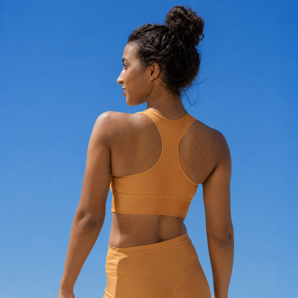 Golden Nude Skin Tone Recycled Longline Sports Bra